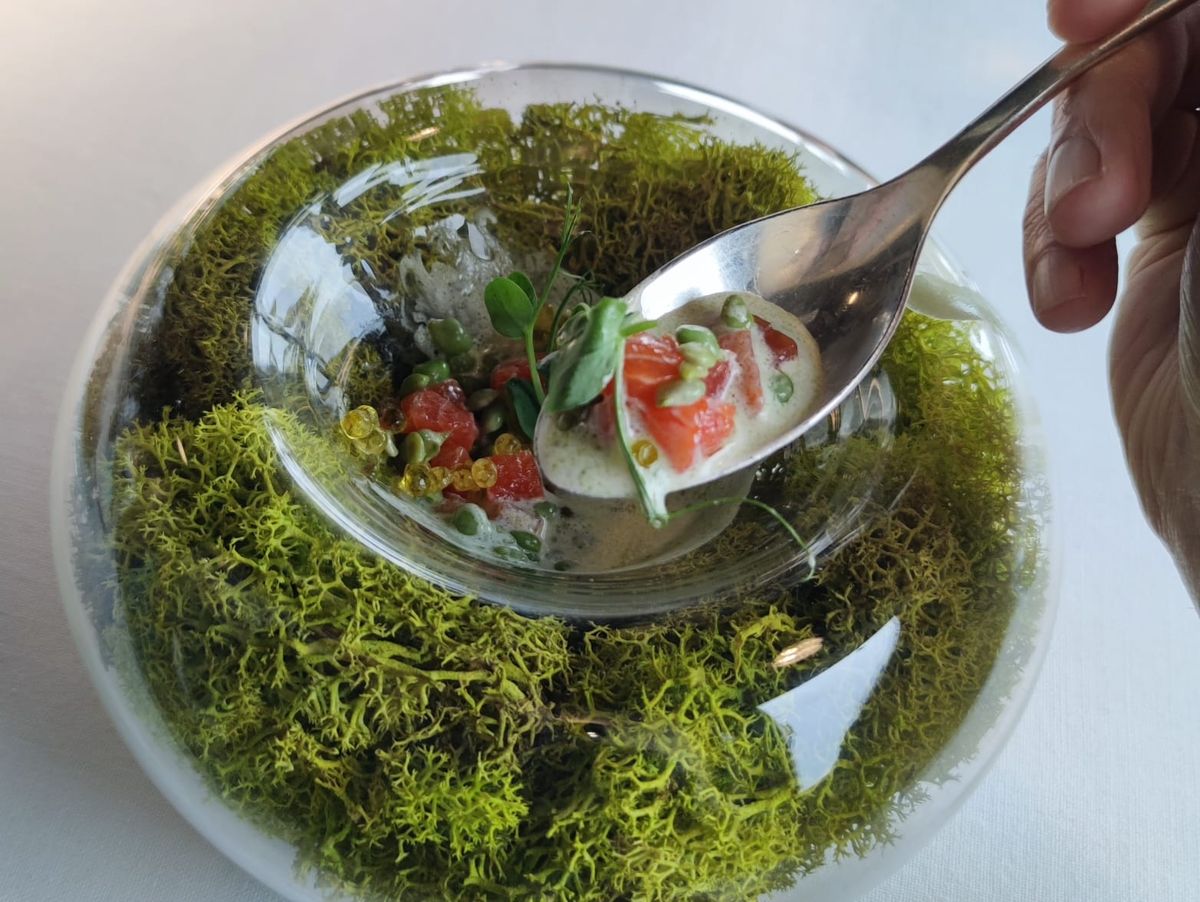 Detalle del plato de trucha de Bedón